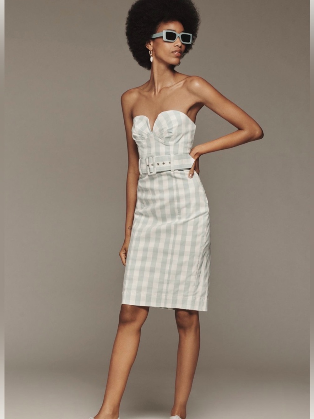 NWT Mint Mauve strapless Sweetheart Fitted Midi Dress Size L